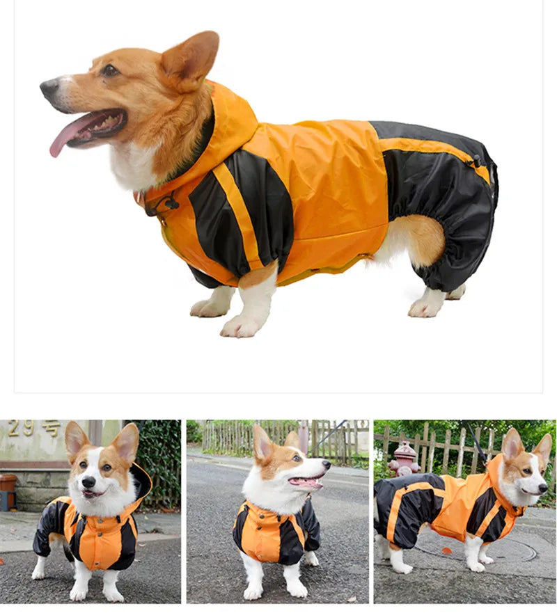 Hooded Waterproof Jumpsuit for Corgis