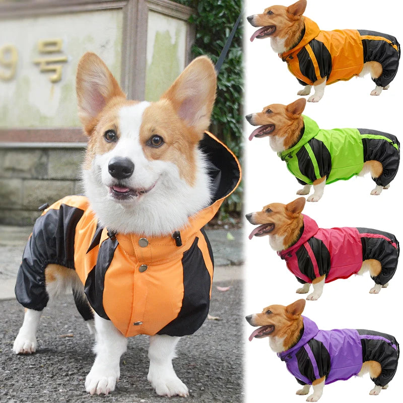 Hooded Waterproof Jumpsuit for Corgis