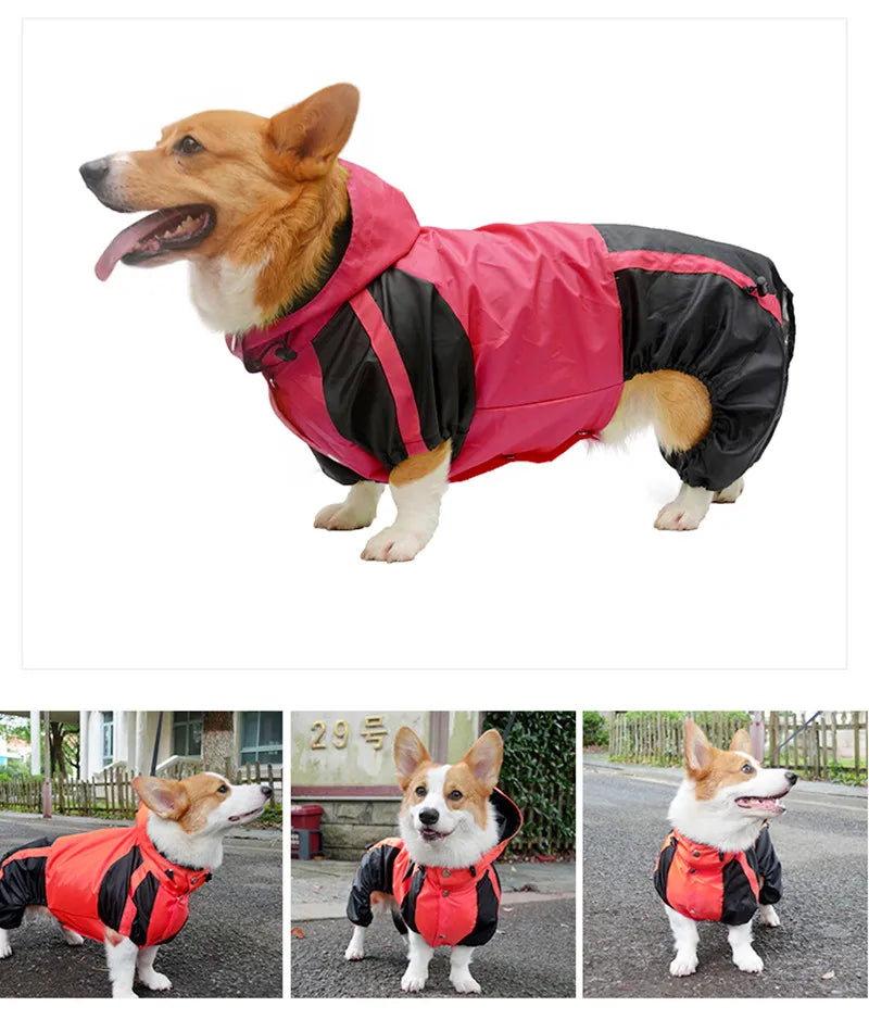 Hooded Waterproof Jumpsuit for Corgis