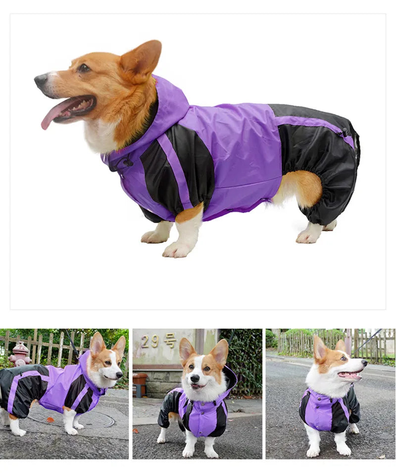 Hooded Waterproof Jumpsuit for Corgis