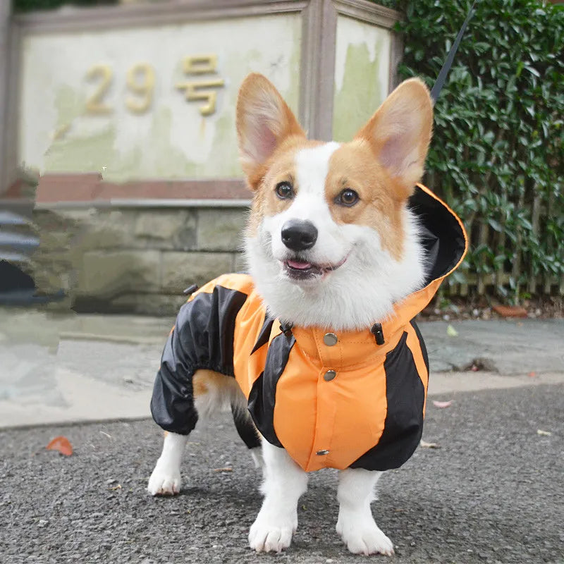 Hooded Waterproof Jumpsuit for Corgis