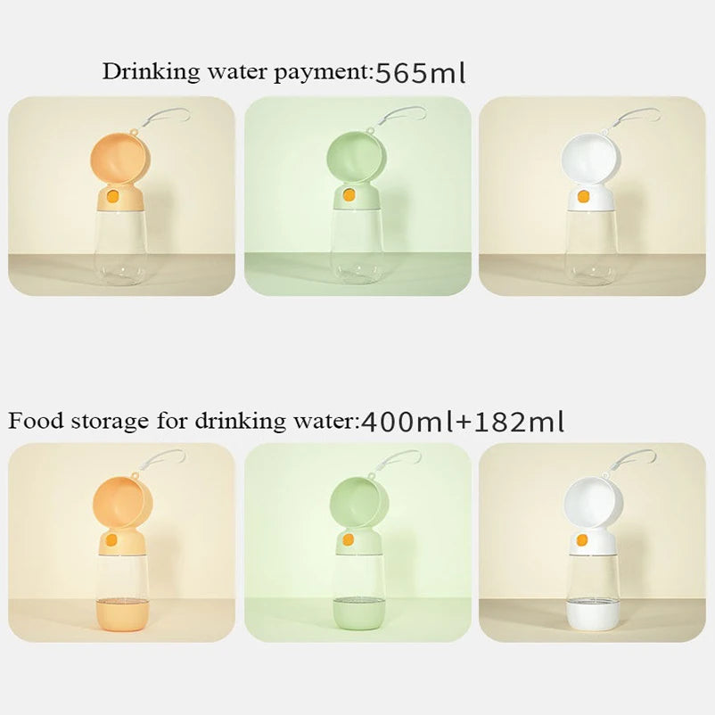 2 in 1 Portable Pet Water Cup with Food Dispenser