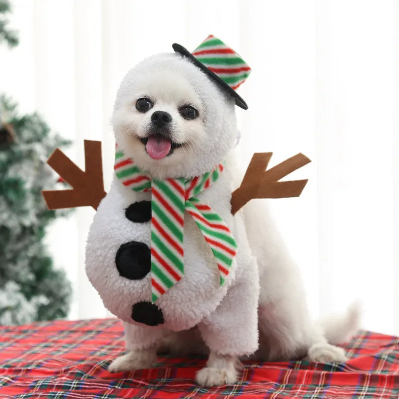 Soft Pet Snowman Costume – Fun Christmas Outfit for Dogs and Cats