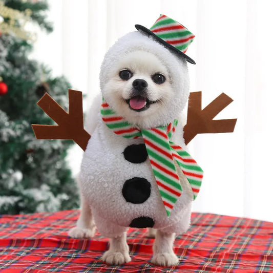 Soft Pet Snowman Costume – Fun Christmas Outfit for Dogs and Cats